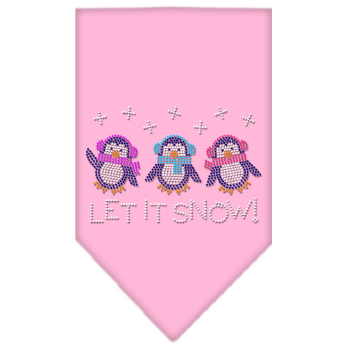 Let It Snow Penguins Rhinestone Bandana Light Pink Small